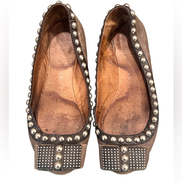Jeffrey Campbell Shoes - Jeffrey Campbell Dauphine Gray and Black Studded Flats Size 7